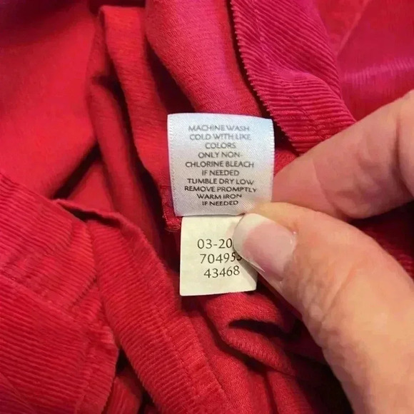J.Jill Red corduroy long-sleeve popover button-up collared shirt Women’s Size M - Picture 6 of 7